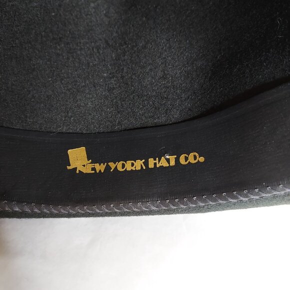 New York Hat Co Top Hat Women's M Wool Felt Classic Black Short Crown Flower Pin - Picture 11 of 16